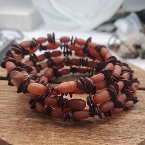 Handcrafted Brown and Rust Beaded Wrap Bracelet - Women Jewelry B3430